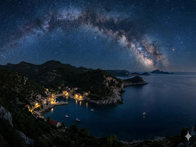 Lastovo — night sky & coast