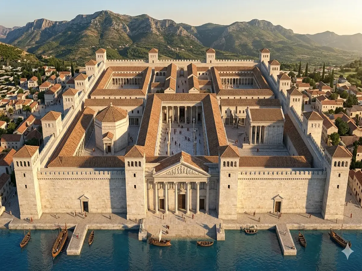 Aerial view of Diocletian's Palace from above